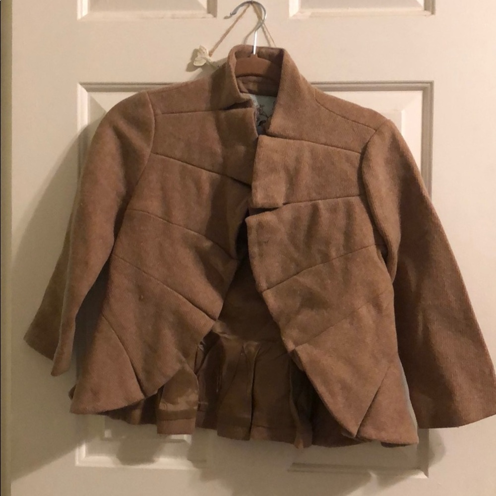 Anthropologie brown ruffled blazer